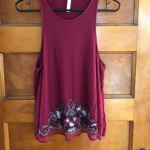 Maroon beaded tank top